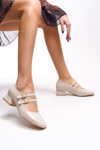Babies à talons vernies - Beige