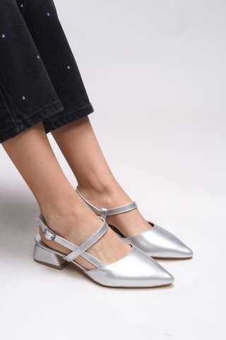 Babies à talons - Argenté et nude