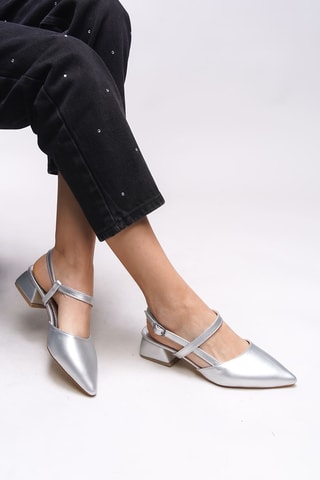 Babies à talons - Argenté et nude