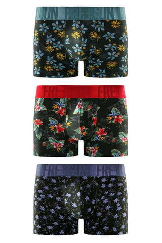 3 boxers Flowers - Noir