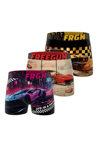 3 boxers Cars Racing - Noir et beige