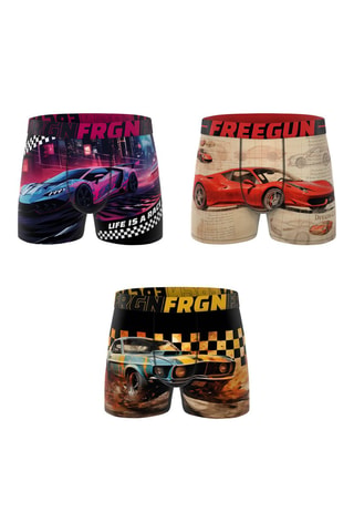 3 boxers Cars Racing - Noir et beige