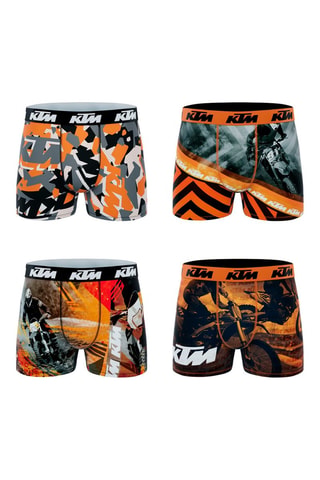 4 boxers - Gris, noir et orange - Freegun
