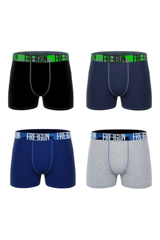 4 Freegun Boxers - Zwart en Blauw