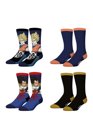 4 Paar Sokken Son Goku en Vegeta Dragon Ball Z - Zwart, Geel en Blauw