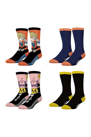 4 Paar Sokken Son Goku en Boo Dragon Ball Z - Zwart, Geel en Blauw