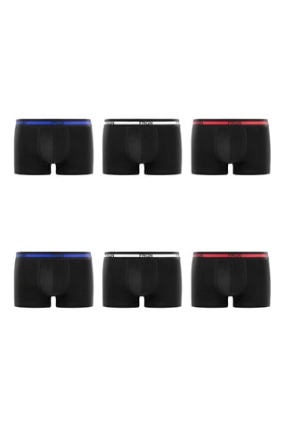 6 boxers Sporty - Zwart en Rood