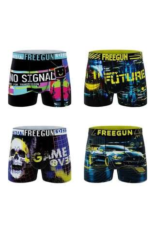 4 boxers Glitchy Pop - Noir, jaune et bleu