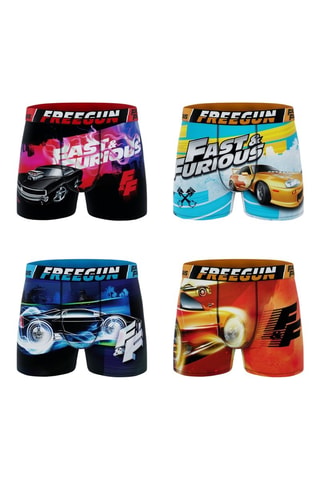 4 boxers Fast and Furious - Rouge, violet et orange
