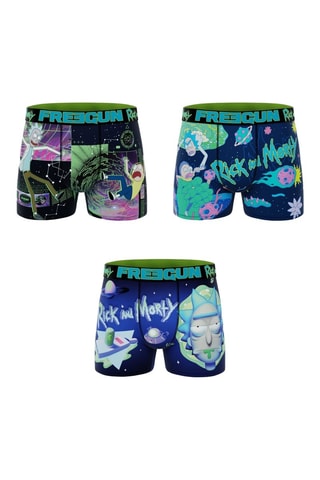 3 boxers Rick et Morty - Violet, vert clair et noir
