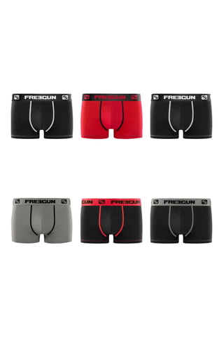 6 boxers P1 - rood, zwart en grijs