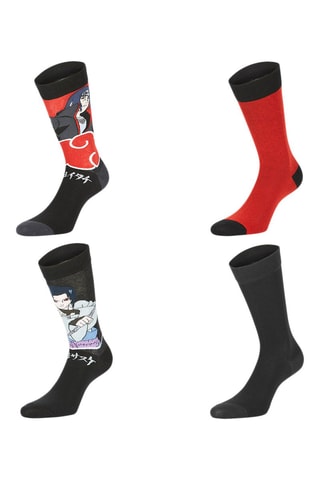 4 Paar Sokken Naruto Shippuden Zwart en Rood