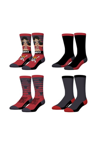4 paar sokken Luffy One Piece - Rood en Grijs