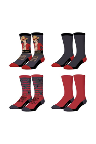 4 paar sokken Luffy One Piece - Rood en Zwart