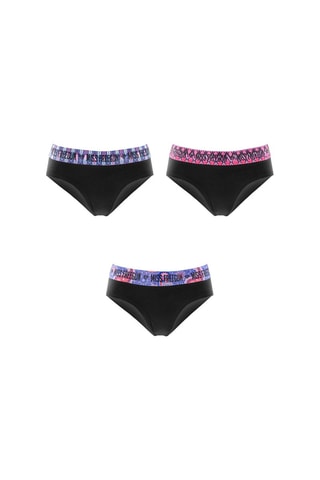 3 Slips Ethnik - zwart, roze en paars