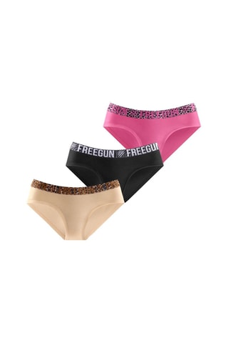 3 Slips Bestial - Zwart, roze en beige