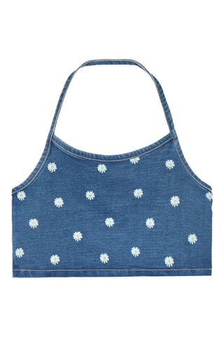 Mouwloze Top - Wit en blauw