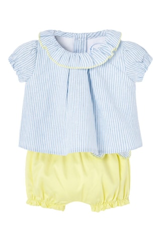 Linnen Jurk en Short  - Blauw en geel