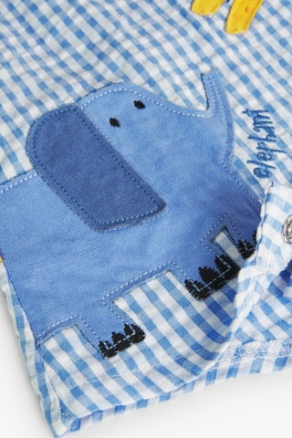 T-shirt en Tuinshort  - Wit en blauw