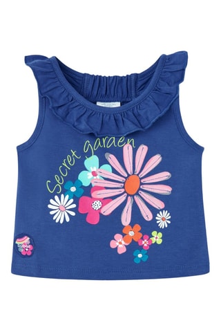 Mouwloos T-shirt - Blauw en multicolor