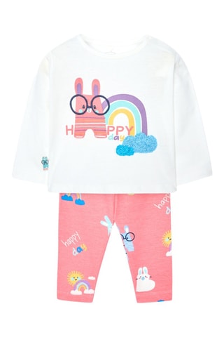 T-shirt en Broek  - Wit en roze