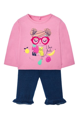 T-shirt en Broek  - Blauw en roze