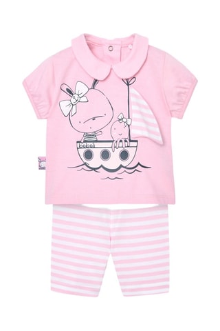 T-shirt en Wielrenbroekje - Wit en roze