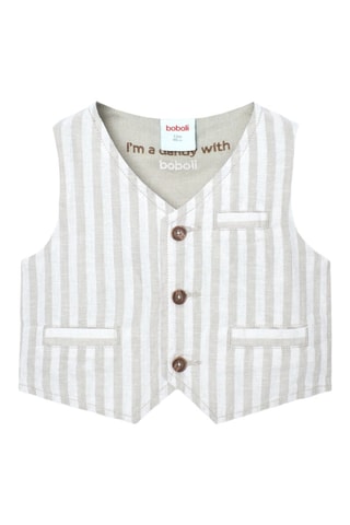 Linnen Mouwloze Colbert - Wit en beige