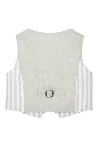 Linnen Mouwloze Colbert - Wit en beige