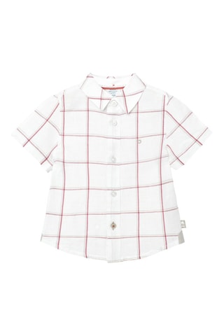 Linnen Blouse  - Wit en rood