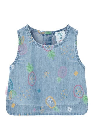 Mouwloze Top  - Blauw en multicolor