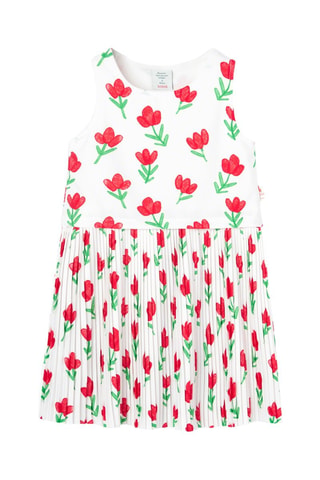 Mouwloze Trapeziumjurk  - Wit en rood