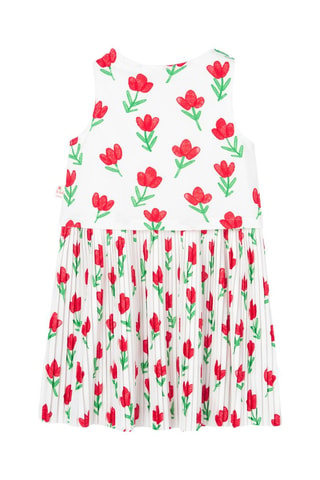 Mouwloze Trapeziumjurk  - Wit en rood