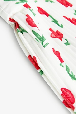 Mouwloze Trapeziumjurk  - Wit en rood