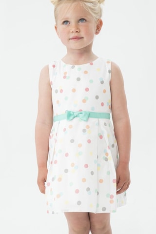 Mouwloze Trapeziumjurk  - Wit en multicolor