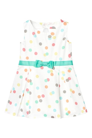 Mouwloze Trapeziumjurk  - Wit en multicolor
