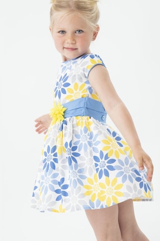 Mouwloze Trapeziumjurk - Blauw en geel