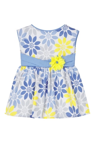 Mouwloze Trapeziumjurk - Blauw en geel