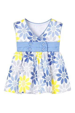 Mouwloze Trapeziumjurk - Blauw en geel