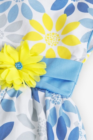 Mouwloze Trapeziumjurk - Blauw en geel