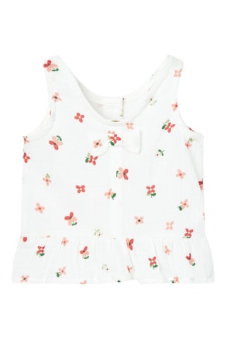 Mouwloze Top  - Wit en rood