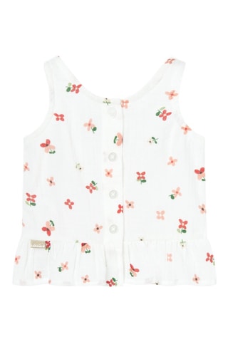 Mouwloze Top  - Wit en rood
