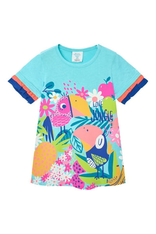 Trapeziumjurk - Blauw en multicolor