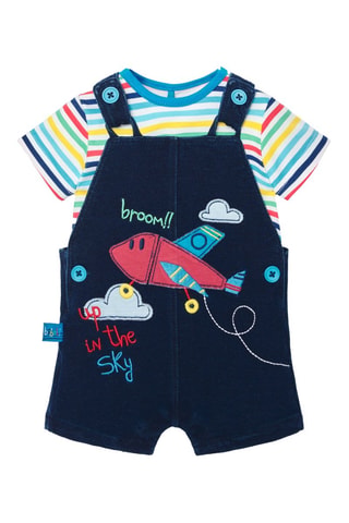 T-shirt en Tuinshort   - Wit en blauw