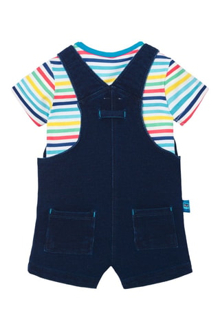 T-shirt en Tuinshort   - Wit en blauw