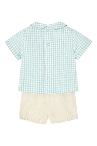 Linnen Blouse en Short  - Beige en groen
