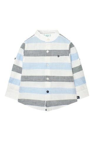 Linnen Blouse  - Wit en blauw
