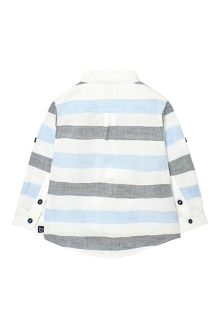 Linnen Blouse  - Wit en blauw