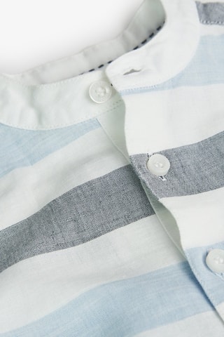 Linnen Blouse  - Wit en blauw
