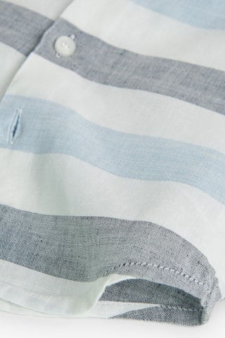 Linnen Blouse  - Wit en blauw